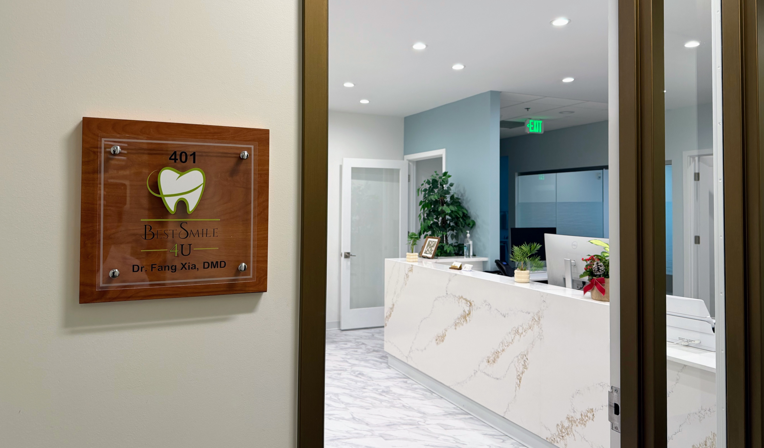 Modern dental office waiting area at Best Smile 4U Dentistry