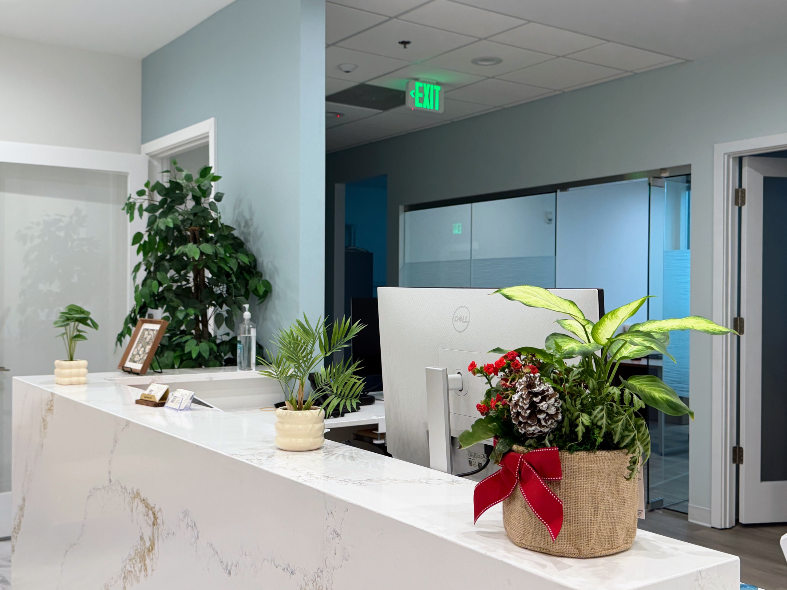 Modern dental office waiting area at Best Smile 4U Dentistry